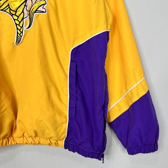 Vintage 90s Minnesota Vikings G-III NFL Pullover Jacket Yellow Purple L - Picture 12 of 16